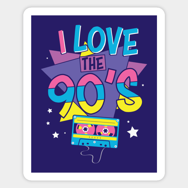 I Love the 90s // Retro 90s Nostalgia Sticker by SLAG_Creative